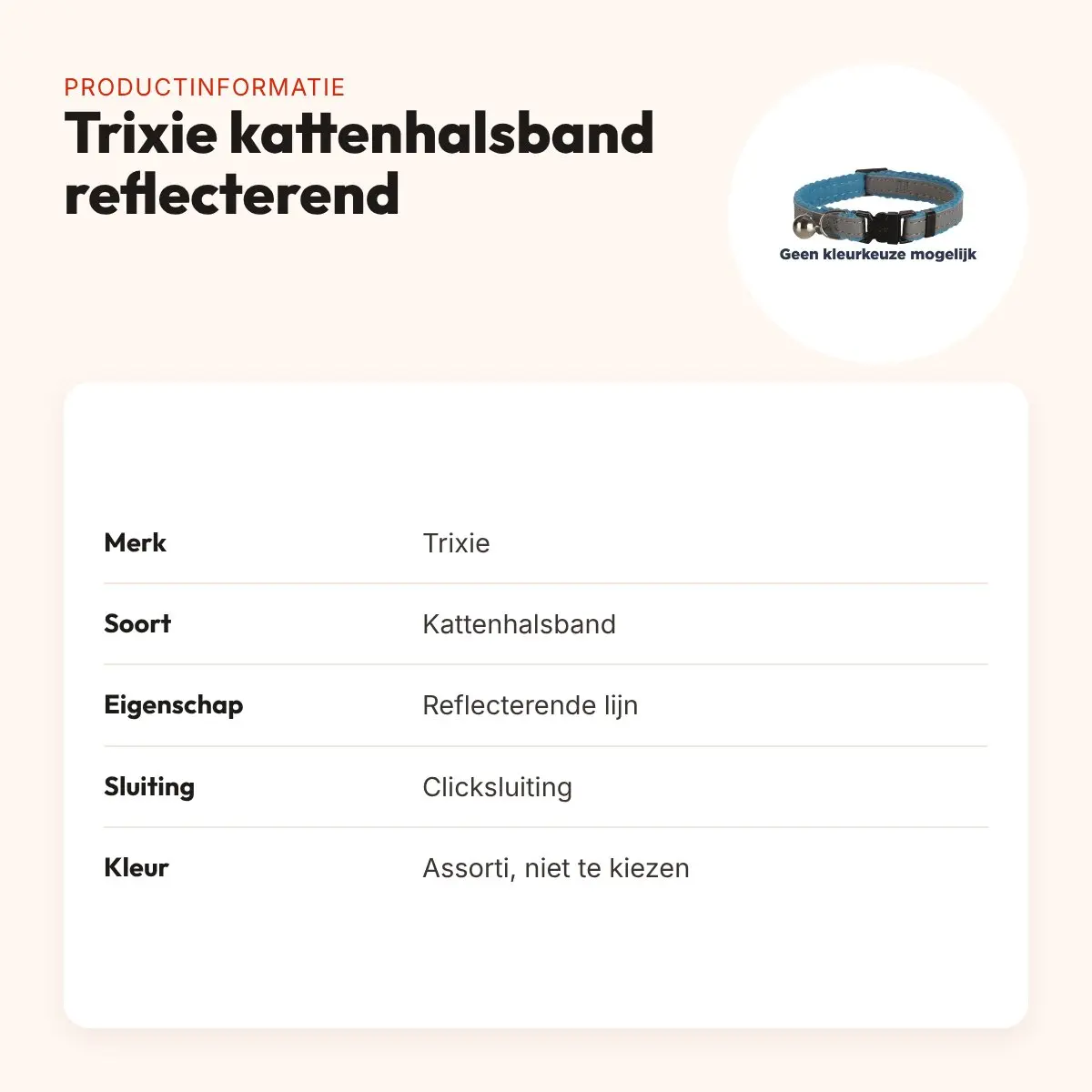 Trixie kattenhalsband reflecterend – assorti, verstelbaar – productinformatie