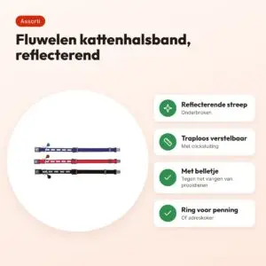 Trixie kattenhalsband Safer Life fluweel reflecterend – assorti kleuren – voordelen