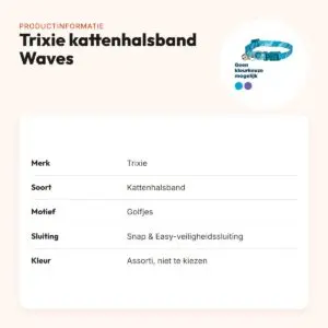Trixie kattenhalsband Waves golfjesmotief – assorti – productinformatie