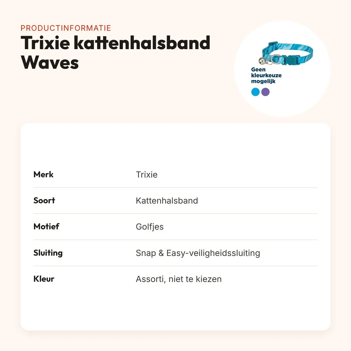 Trixie kattenhalsband Waves golfjesmotief – assorti – productinformatie