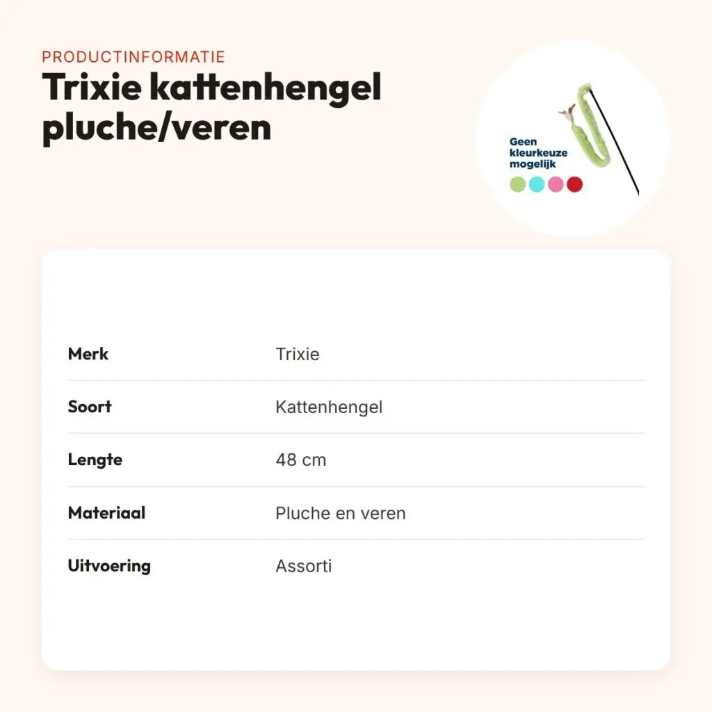 Trixie kattenhengel pluche met veren 48 cm – assorti – productinformatie