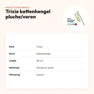 Trixie kattenhengel pluche met veren 48 cm – assorti – productinformatie