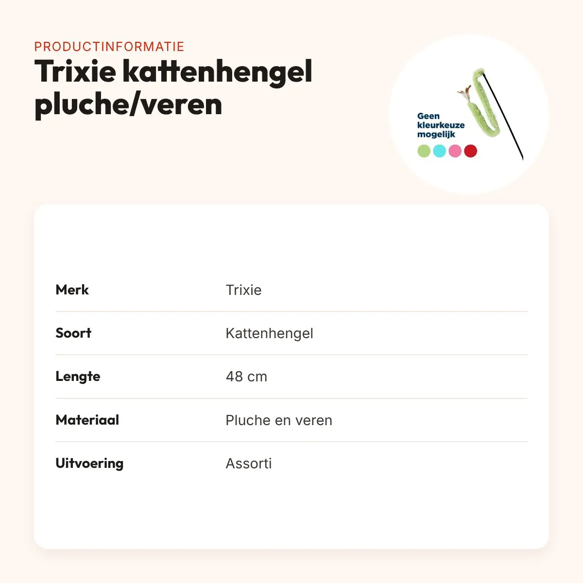 Trixie kattenhengel pluche met veren 48 cm – assorti – productinformatie