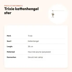 Trixie kattenhengel ster van hout en pluche met catnip 38 cm – productinformatie