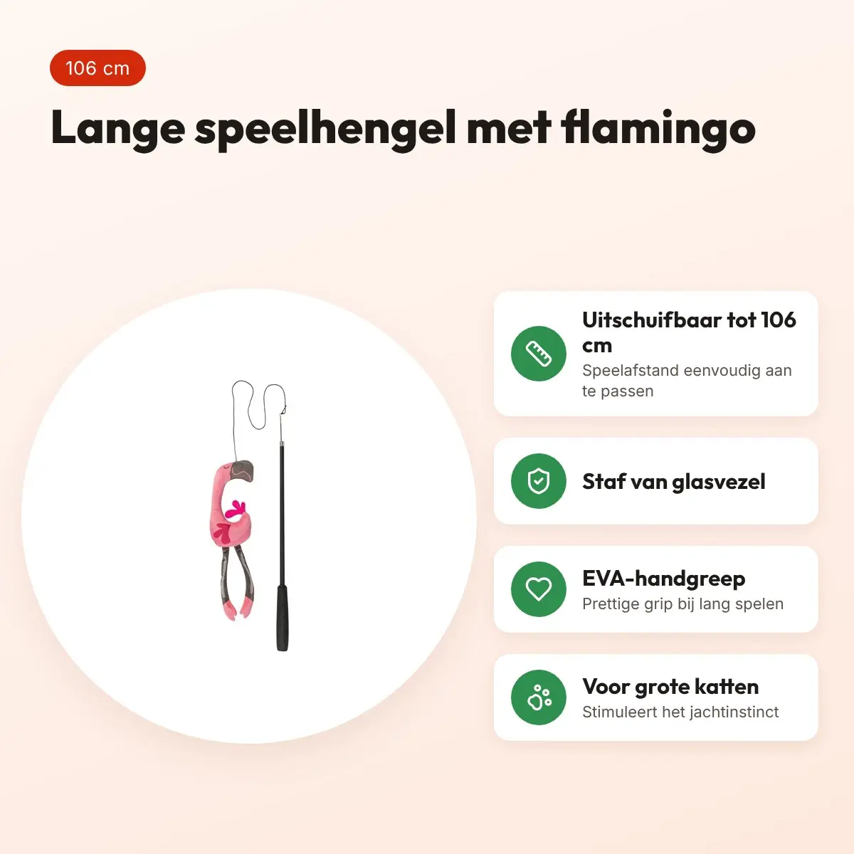 Trixie kattenhengel telescopisch flamingo roze 106 cm – voor grote katten – voordelen