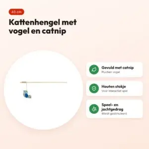 Trixie kattenhengel vogel van hout en pluche met catnip 40 cm – voordelen