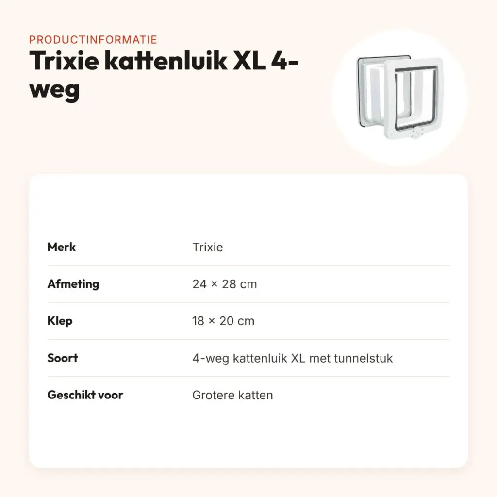 Trixie kattenluik XL 4-weg 24 x 28 cm – met magneetsluiting – productinformatie