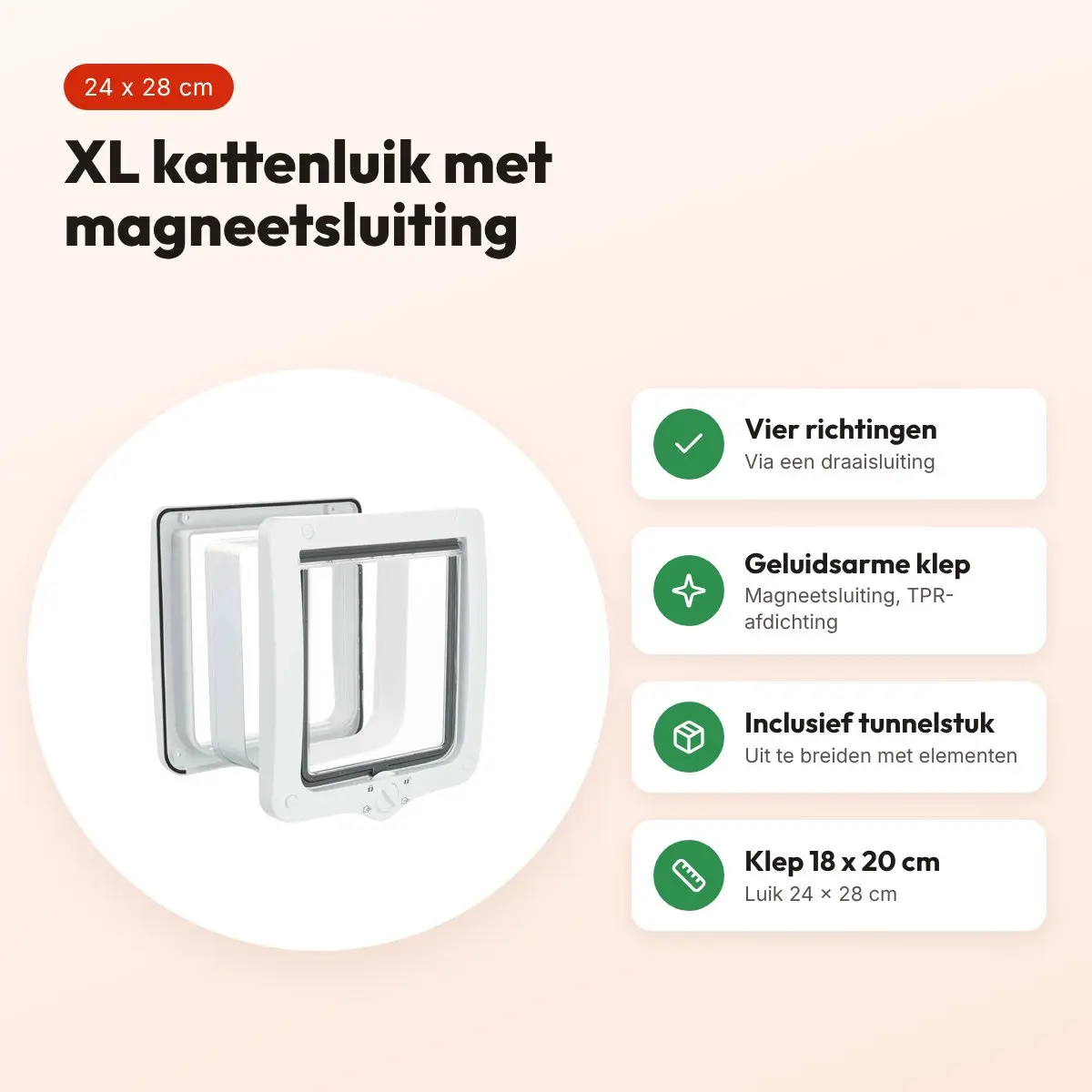 Trixie kattenluik XL 4-weg 24 x 28 cm – met magneetsluiting – voordelen