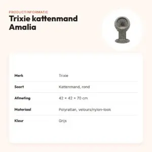 Trixie kattenmand Amalia rond polyrattan grijs 42 x 42 x 70 cm – productinformatie