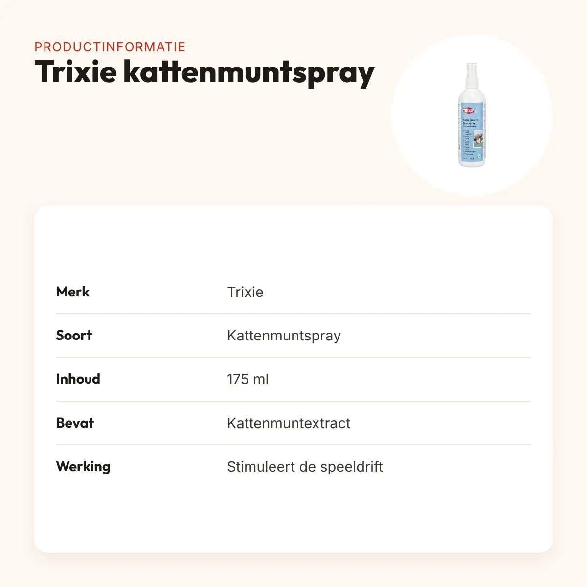 Trixie kattenmuntspray voor speelstimulatie 175 ml – productinformatie