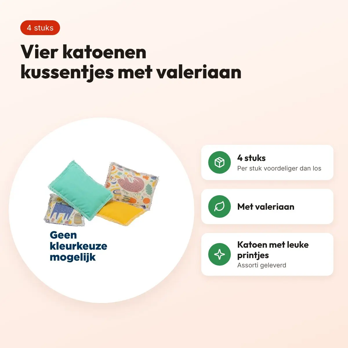 Trixie kattenspeelgoed kussen katoen valeriaan 9 x 7 cm – 4 stuks – voordelen