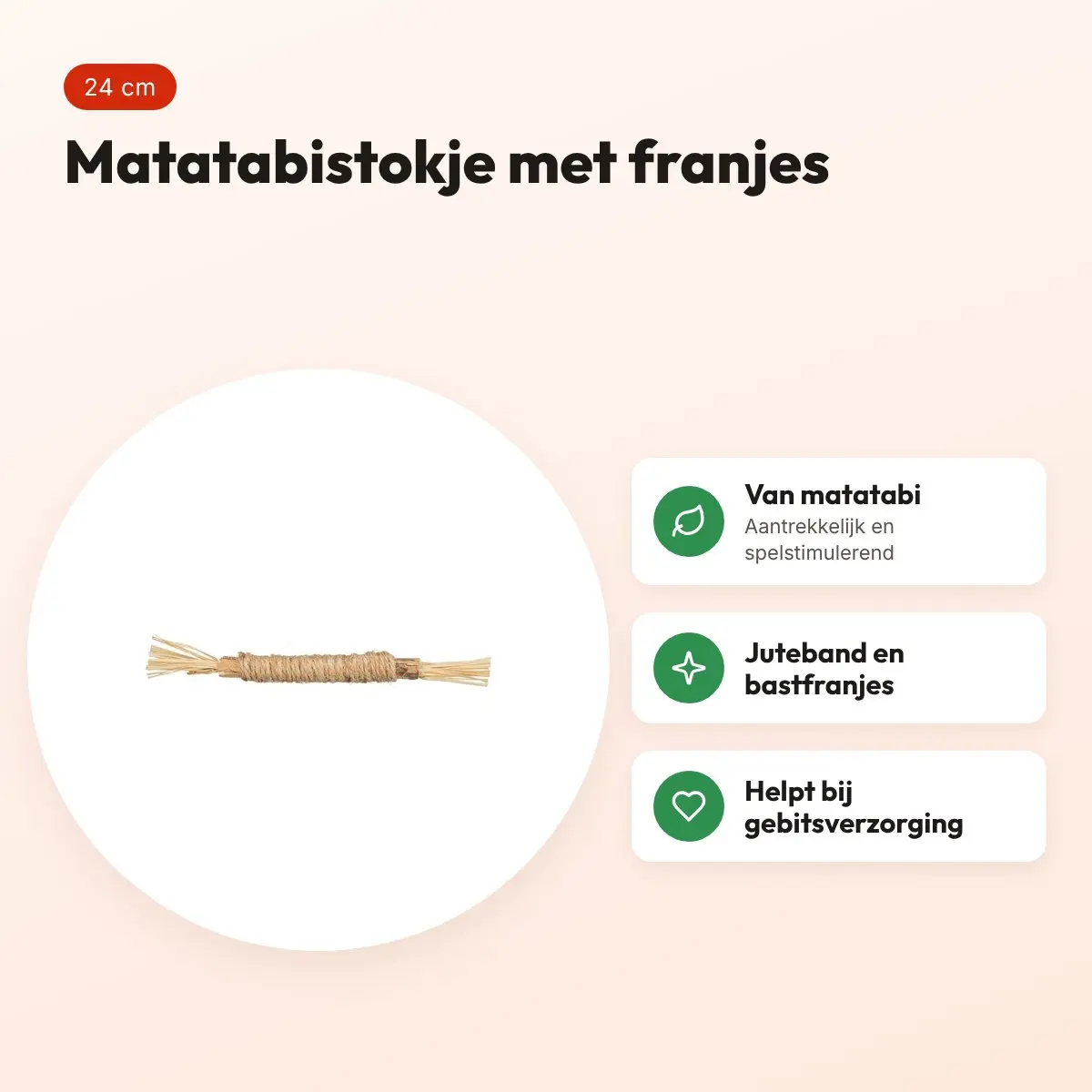 Trixie kattenspeelgoed matatabi stokje met franjes 24 cm – voordelen