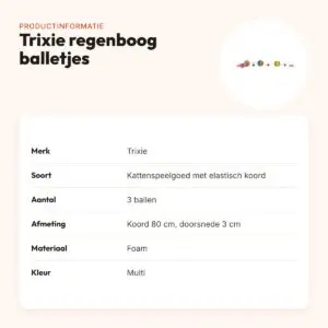 Trixie kattenspeelgoed regenboog balletjes aan elastisch koord – 3 stuks – productinformatie