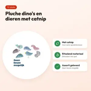 Trixie kattenspeeltje dino's en dieren pluche met catnip 9 cm – 70 stuks – voordelen