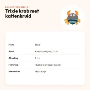 Trixie kattenspeeltje krab pluche/stof met kattenkruid 9 cm – productinformatie