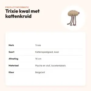 Trixie kattenspeeltje kwal pluche/stof met kattenkruid beige/wit 14 cm – productinformatie