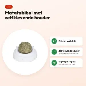 Trixie kattenspeeltje matatabi bal met houder 5 cm – zelfklevend – voordelen