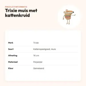 Trixie kattenspeeltje muis met kattenkruid gemeleerde kleuren 14 cm – productinformatie
