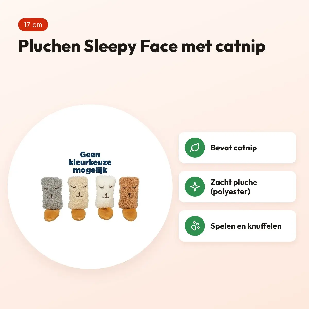 Trixie kattenspeeltje Sleepy Face pluche met catnip assorti 17 cm – voordelen