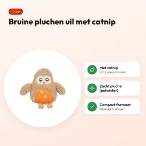 Trixie kattenspeeltje uil pluche met kattenkruid bruin 10 cm – voordelen