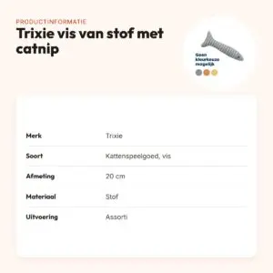Trixie kattenspeeltje vis stof met catnip assorti 20 cm – productinformatie