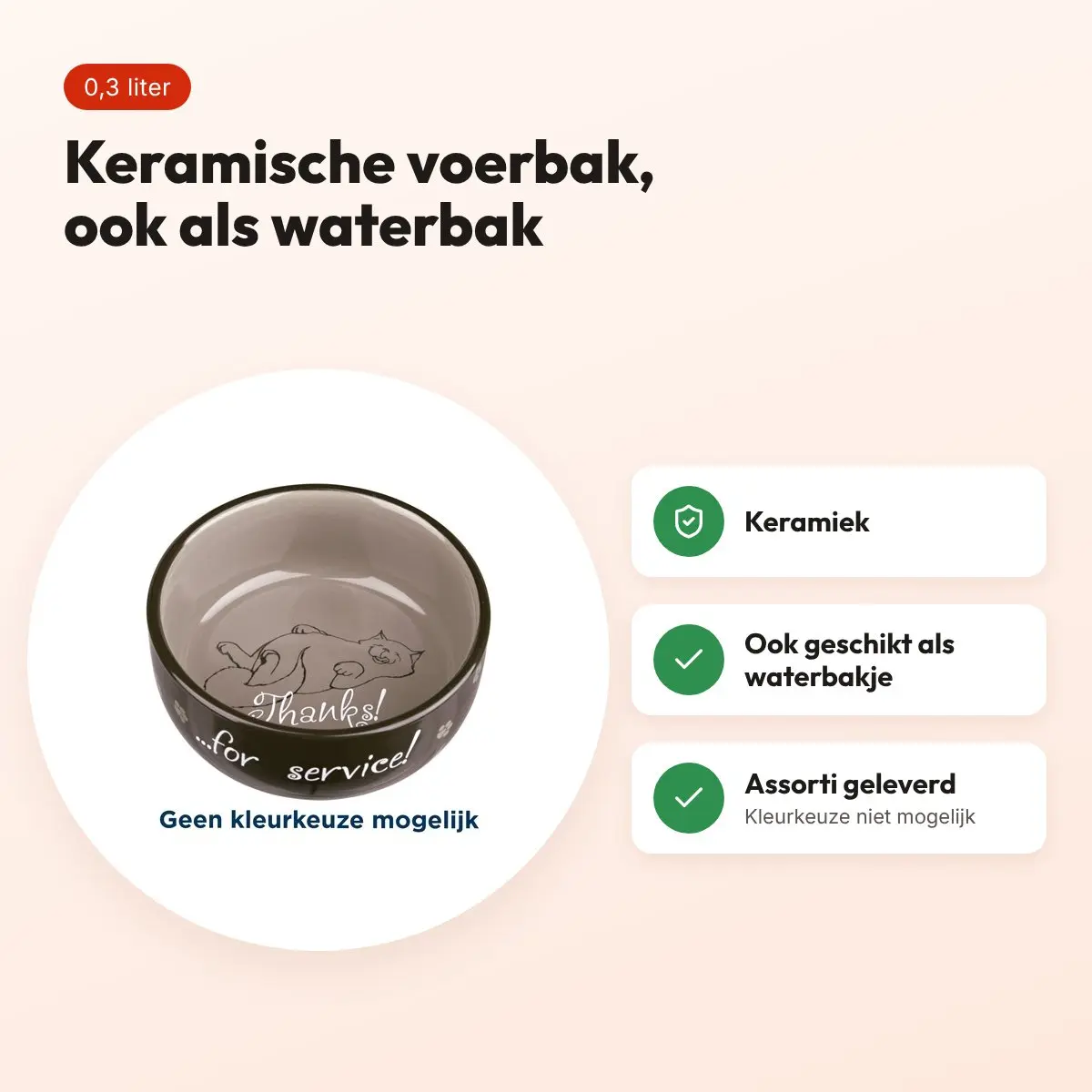 Trixie keramische voerbak kat Thanks for Service ø 15 cm 0,3 liter – voordelen