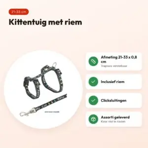 Trixie kittentuig Junior Kitty Cat met riem 21-33 cm – assorti – voordelen