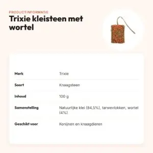 Trixie kleisteen met wortel 100 g – knaagsteen voor konijnen en knaagdieren – productinformatie