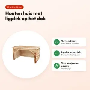 Trixie knaagdierhuis hout 50 x 31 x 26 cm – met ligplek bovenop – voordelen