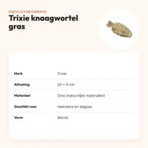Trixie knaagspeeltje Wortel Gras 20 x 6 cm – hamsters en degoes – productinformatie