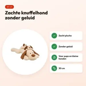Trixie knuffelhond Benny pluche beige/bruin 30 cm – zonder geluid – voordelen