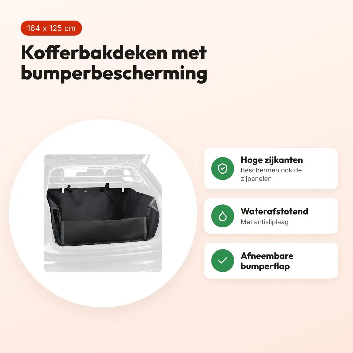 Trixie kofferbakdeken met hoge zijdelen zwart 164 x 125 cm – antislip – voordelen