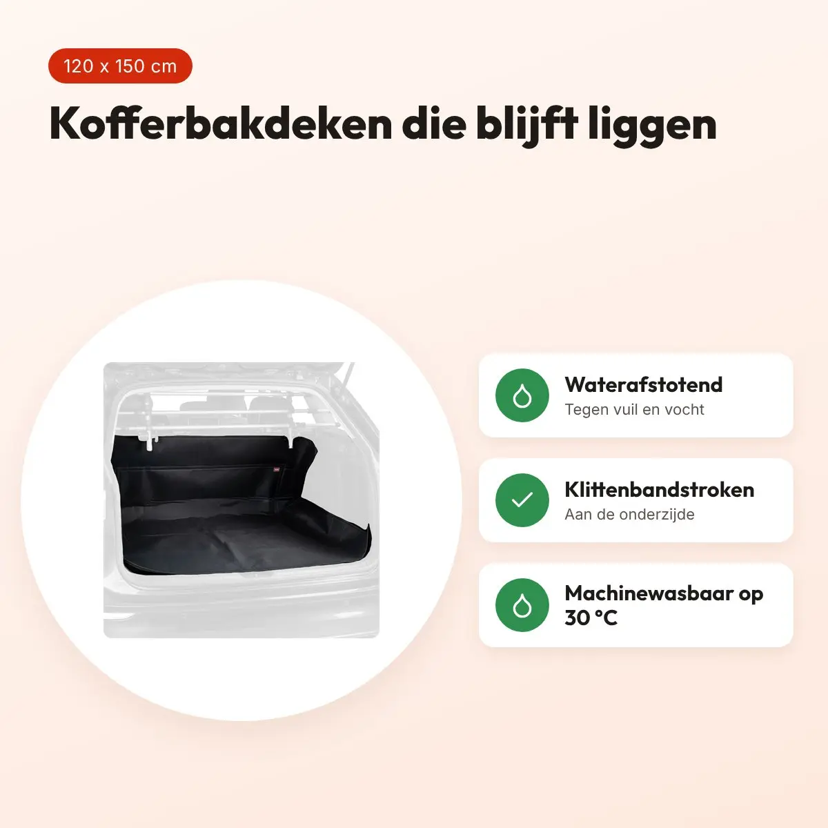 Trixie kofferbakdeken zwart 120 x 150 cm – waterafstotend, wasbaar – voordelen