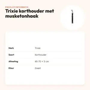 Trixie korthouder met musketonhaak zwart 45-70 cm – voor autotuig – productinformatie