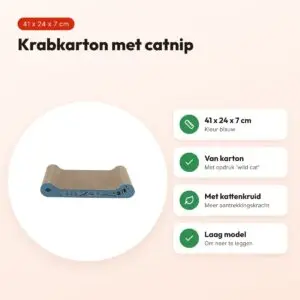 Trixie krabkarton met catnip blauw 41 x 24 x 7 cm – opdruk wild cat – voordelen