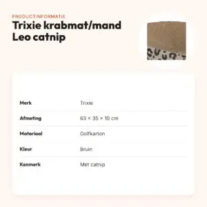 Trixie krabmat/mand Leo met catnip bruin 63 x 35 x 10 cm – golfkarton – productinformatie
