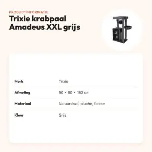 Trixie krabpaal Amadeus XXL grijs 90 x 60 x 163 cm – natuursisal – productinformatie