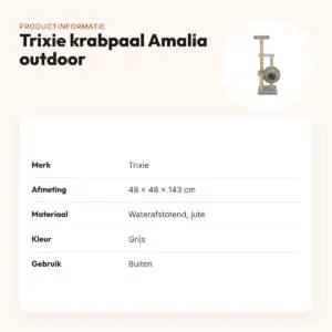 Trixie krabpaal Amalia outdoor grijs 48 x 48 x 143 cm – waterafstotend – productinformatie