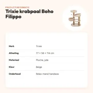 Trixie krabpaal Boho Filippo beige 77 x 58 x 114 cm – drie verdiepingen – productinformatie