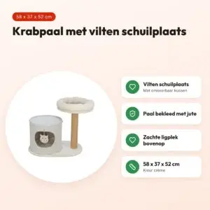 Trixie krabpaal Filia vilt crème 58 x 37 x 52 cm – compact – voordelen