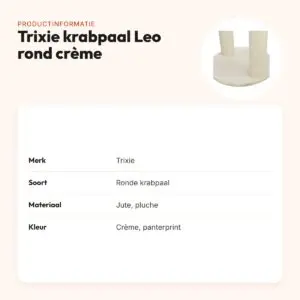Trixie krabpaal Leo panterprint rond crème 42 x 42 x 82 cm – productinformatie