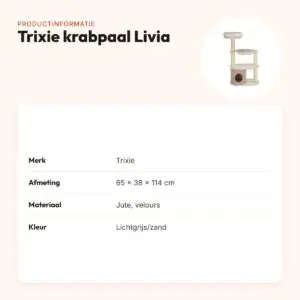 Trixie krabpaal Livia lichtgrijs/zand 65 x 38 x 114 cm – productinformatie
