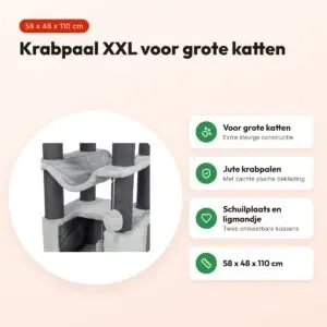 Trixie krabpaal Lucano XXL lichtgrijs/donkergrijs 58 x 48 x 110 cm – voordelen