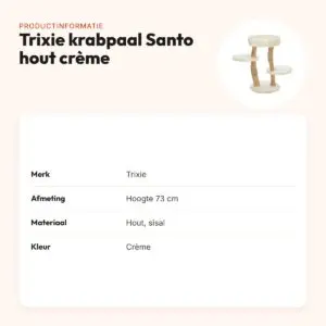 Trixie krabpaal Santo hout crème 73 cm – met sisal en mandje – productinformatie