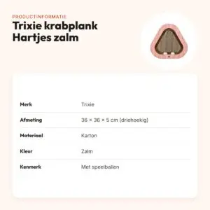 Trixie krabplank Hartjes met ballen zalm driehoekig 36 x 36 x 5 cm – productinformatie