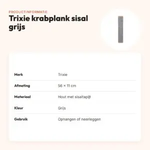 Trixie krabplank sisal grijs 56 x 11 cm – ophangbaar of neerleggen – productinformatie