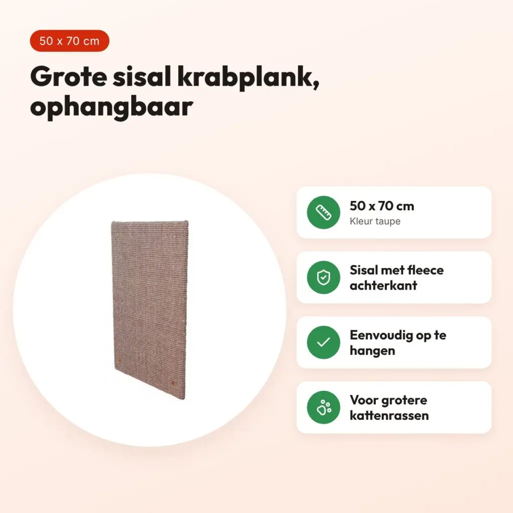 Trixie krabplank XL taupe 50 x 70 cm – sisal, ophangbaar – voordelen