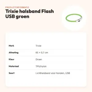 Trixie lichtgevende halsband Flash USB groen 65 x 0,7 cm – TPU/nylon – productinformatie
