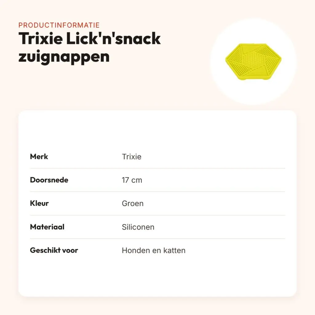 Trixie Lick'n'snack mat met zuignappen siliconen groen 17 cm – productinformatie