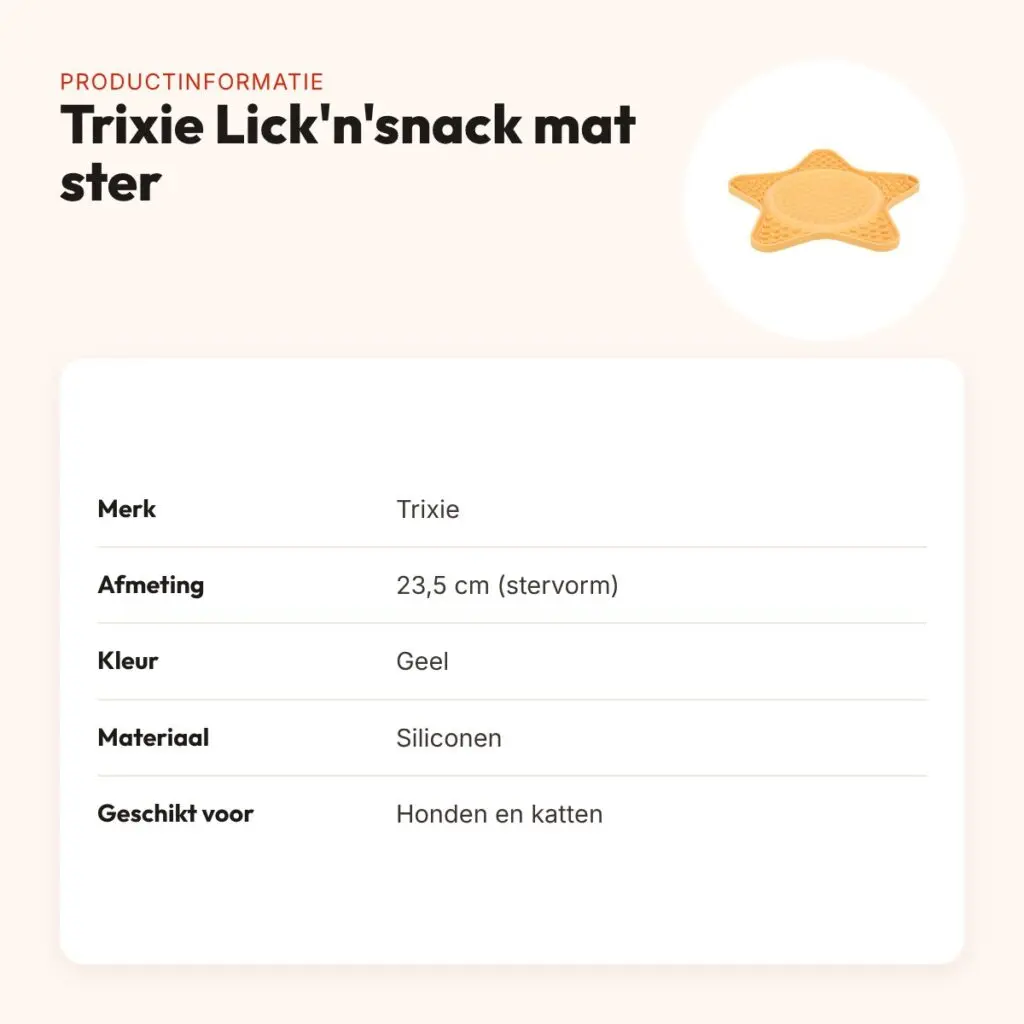 Trixie Lick'n'snack mat ster siliconen geel 23,5 cm – productinformatie